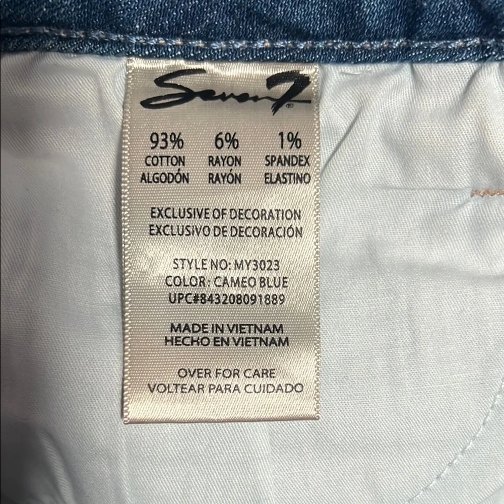 7 For All Mankind Blue Distressed mid rise stretch Jean Shorts 4‎